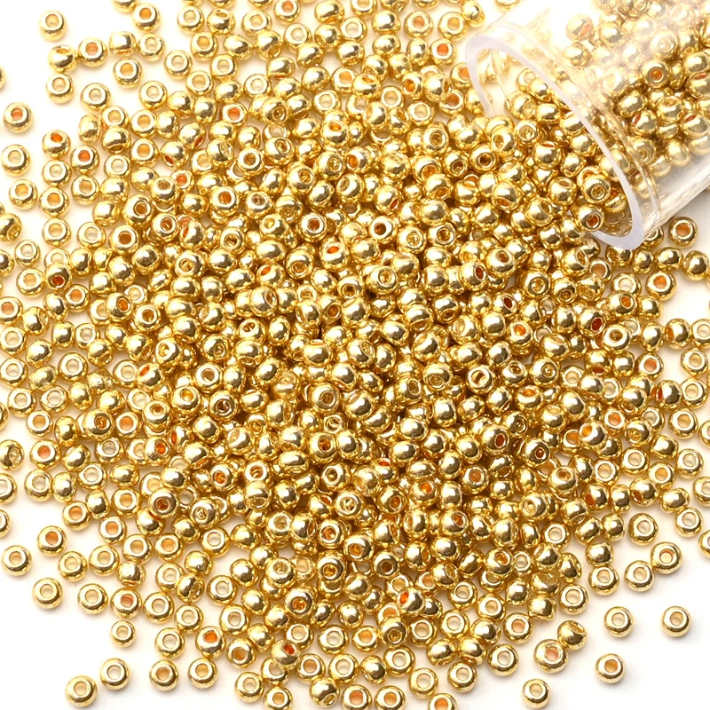12 Gramm/Röhre, 2 mm, metallische Rocailles, japanische runde Glas-Rocailles für DIY-Handarbeit, Kleid, Schmuck, Nähen, 1200 Stück