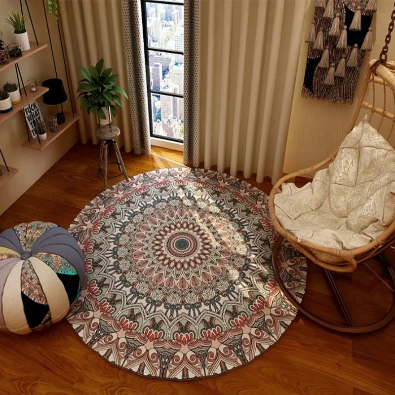 Persian Style Living Room Decoration Carpet Retro Round Rugs for Bedroom Home Chair Floor Mat Large Area Non-slip Washable Rug