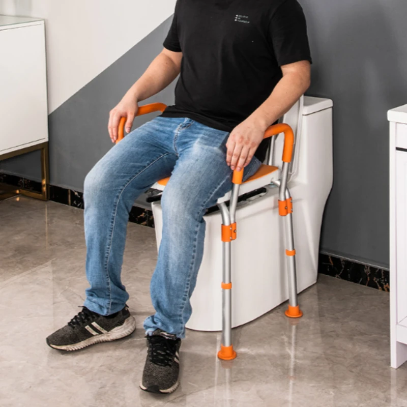 Dual Purpose Bathroom Chairs Toilet Chairs Aluminum Alloy Non-slip Shower Stools Height Adjustable Toilet Support for Elderly
