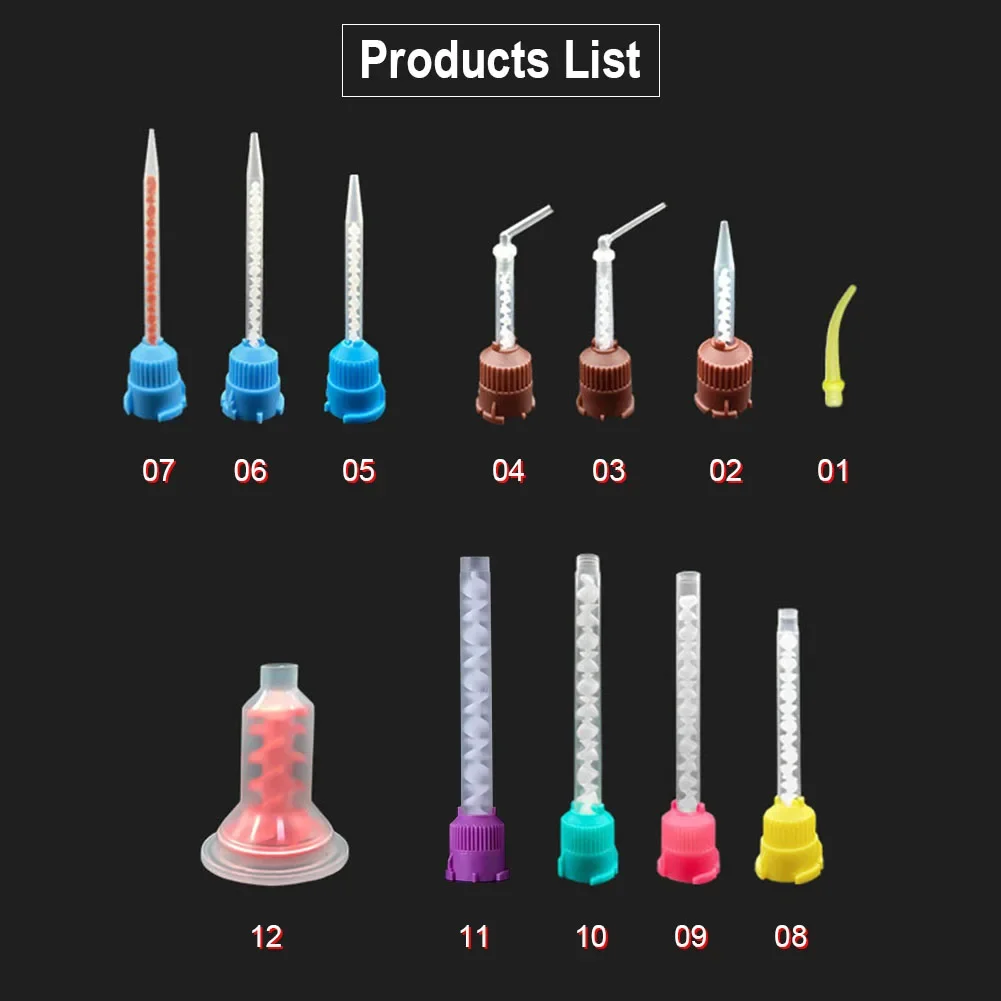 100Pcs Disposable Dental Impression Material Mixing Tips Adhensive Resin Conveying Dispensing Gun Glue Gel Cartridge Nozzle Tube