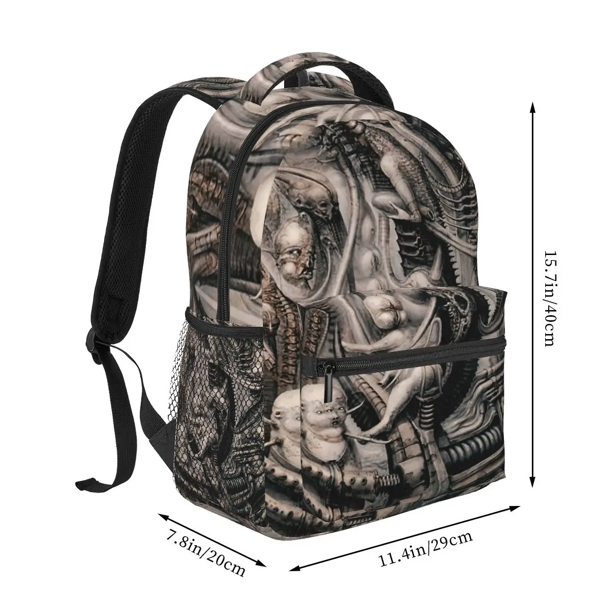 HR Giger Pattern Backpack Hot Sale Daypack Large Capacity Children BookBag School Bag Shoulder Bags for Men Women