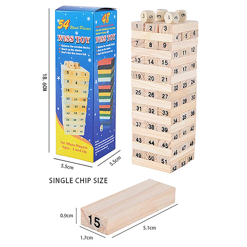 Solid Wood Puzzle Stacked High Stack Tower Drawing Block Children\'S Parent-Child Interactive Board Game