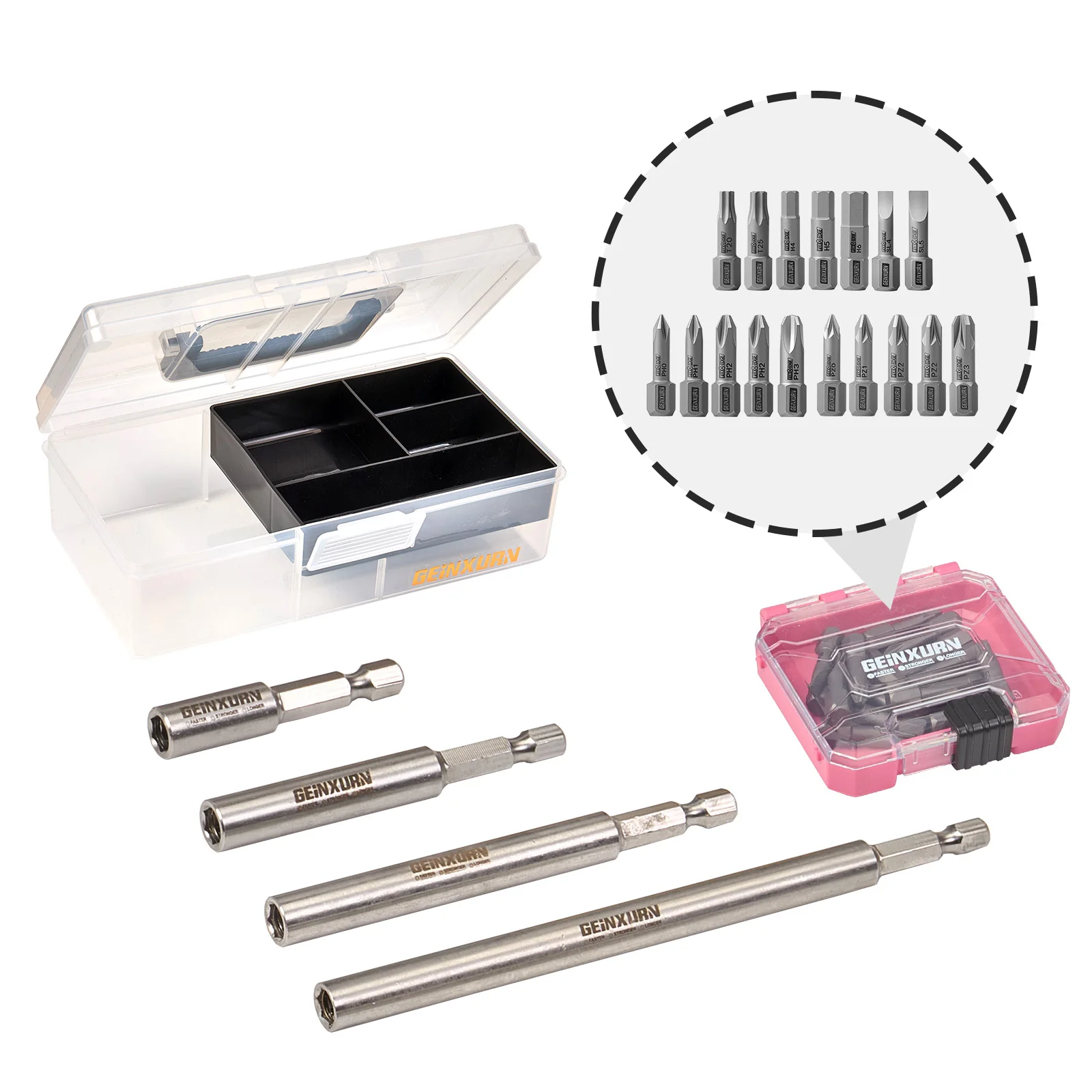 

Набор отверточных бит Geinxurn MIXED FIXEDG с удлинителями и черным кейсом для хранения, прочные биты из легированной стали для DIY