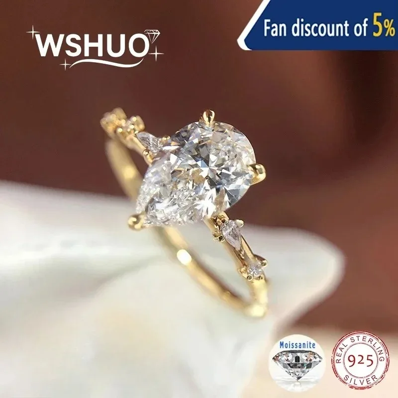 

2CT Pear Cut Moissanite Ring S925 Sterling Silver Luxury Wedding Jewelry for Women Engagement Gift Trendy Design GRA Certificate