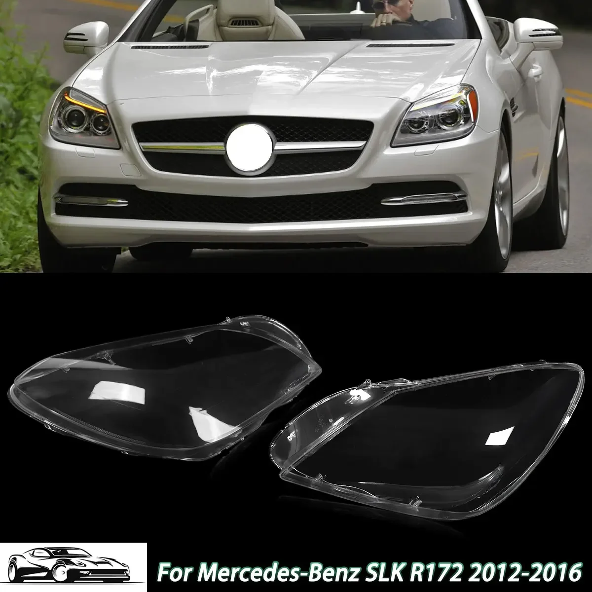 Left & Right For Mercedes R172 SLK 2012-2016 Headlight Lens Cover Replacement US