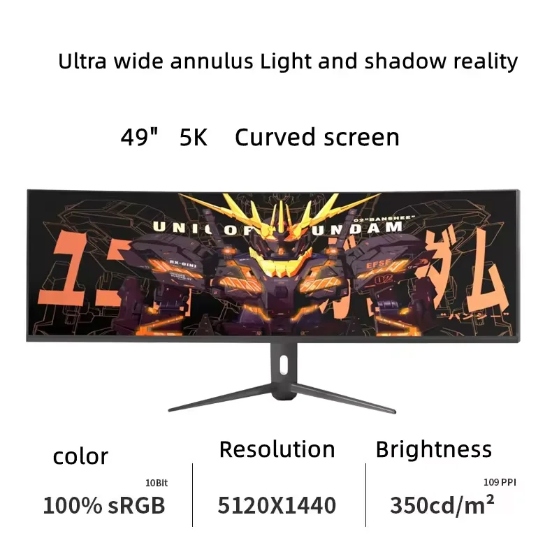 Gaming Monitor Curved 49 Inch 5K Super-wide Screen R3800 144hz Computer Monitor