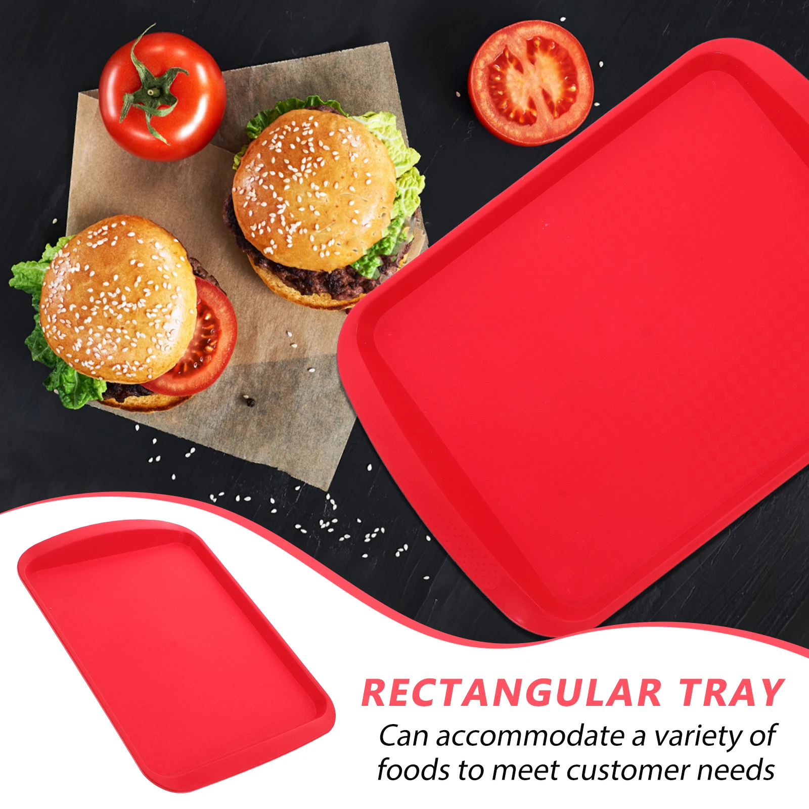 

Non Slip Dinner Plate Coffee Table Tray 305mm Red Rectangular Food Snacks Serving Plastic Storage Platter Fruit Plates Portable