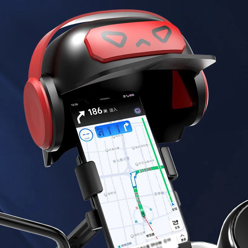 Cartoon Small Helmet Rider Motorcycle Mobile Phone Holder And Electric Bicycle Navigation Phone Holder Waterproof Sunshade