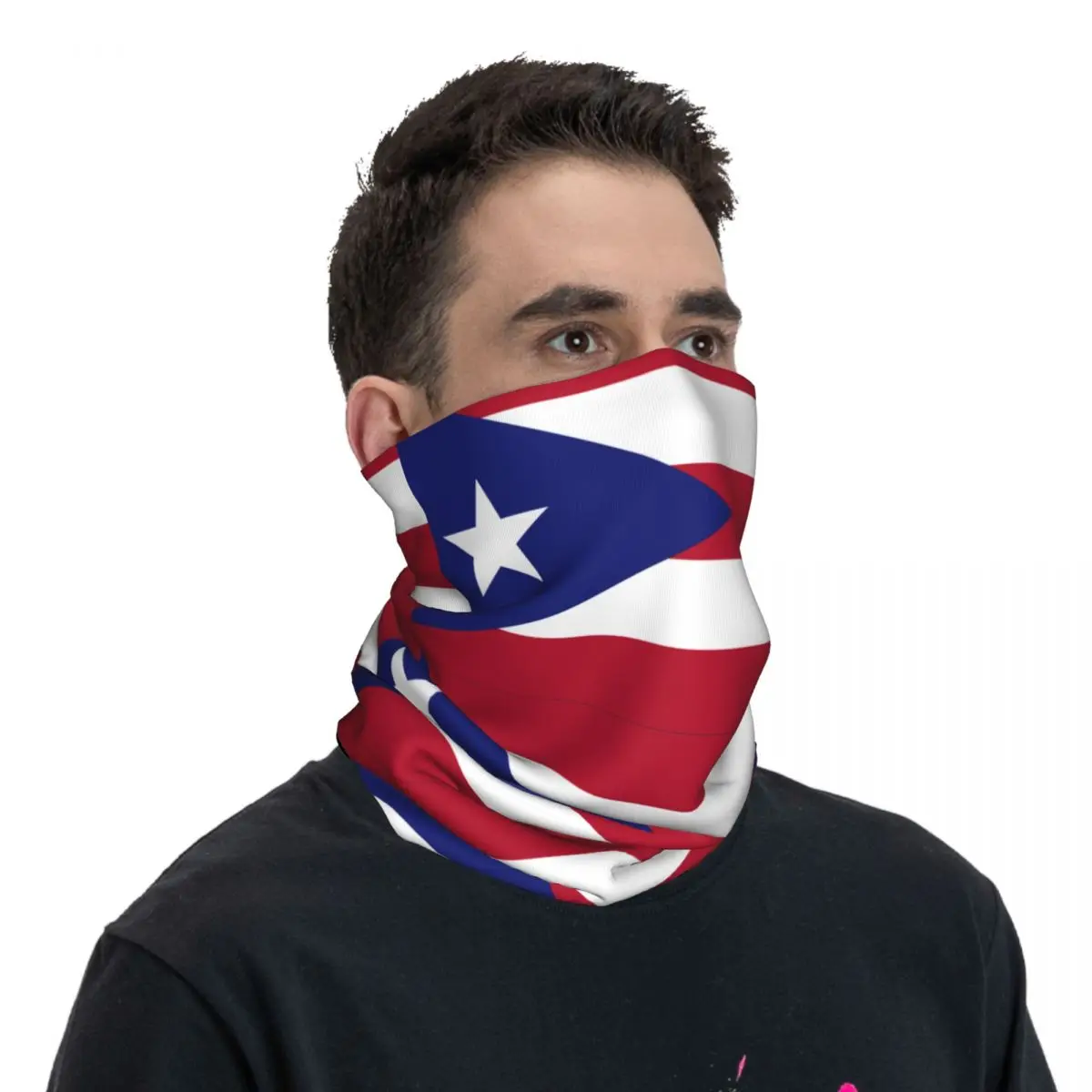 Bandana con estampado de bandera de Puerto Rico para hombre y mujer, pañuelo multifunción para ciclismo, transpirable