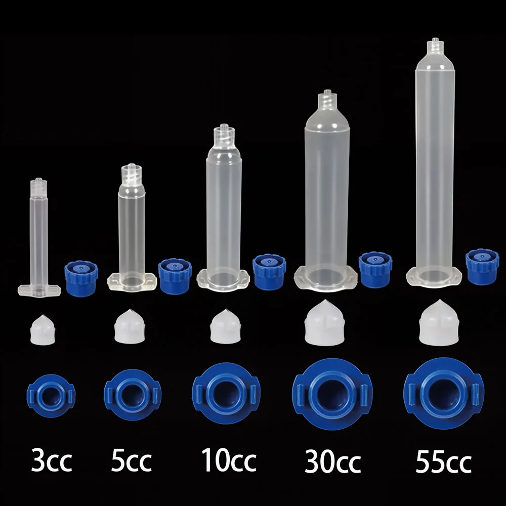 10Pcs/20Pcs EFD Style Plastic Dispensing Barrels, Multi Size 3cc 5cc 10cc 30cc 55cc Adhesive Glue Dispensing Syringe Cartridge