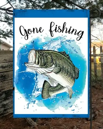 Gone Fishing Garden Flag * Top quality *Double Sided * By Flags Galore