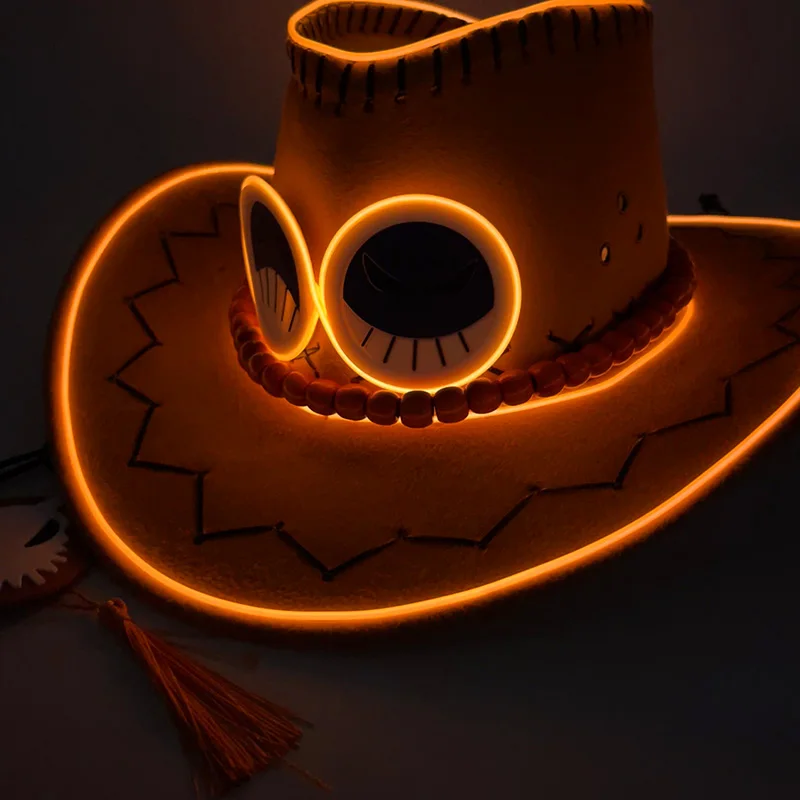 Firefist Ace colorful pirate hat yellow Portgas D Ace costume hat anime cos cowboy hat for Halloween cosplay hat props image 2