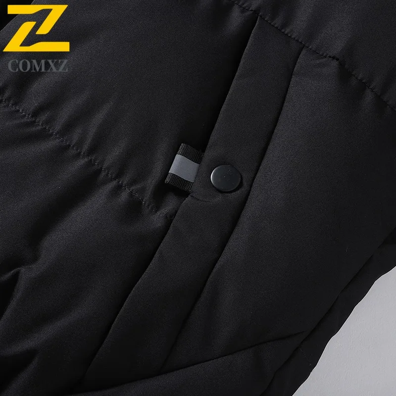 COMXZ Luxurious New Padded Jacket Business Leisure Windproof Jacket Men Travel Anti-Cold Stand Collar Plus Size Winter Outerwear