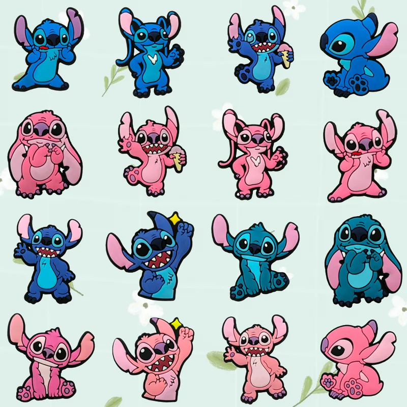

16Pcs Lilo & Stitch PVC Shoe Charms Disney Cartoon Kids Crocodile Clogs Button DIY Cute Holiday Gift Decoration