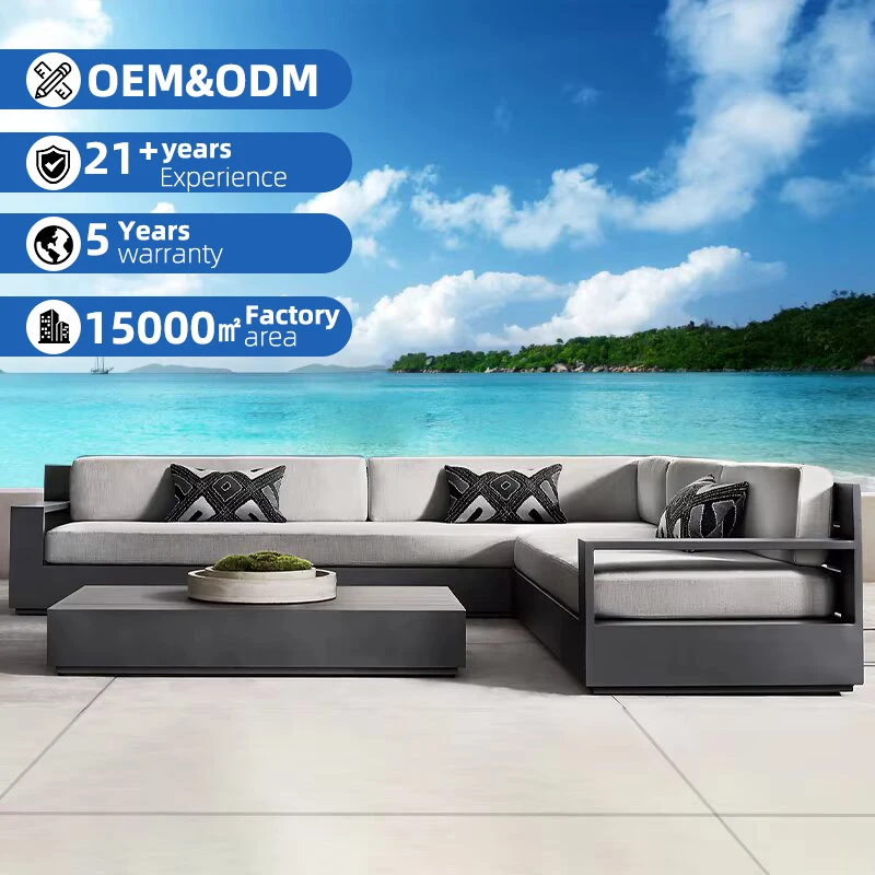 

Luxury Hotel Sofa Set Outdoor Aluminum Furniture Set Garden Sofa Villa Resort Sofa Modern Durable Waterproof Patio Furniture Set