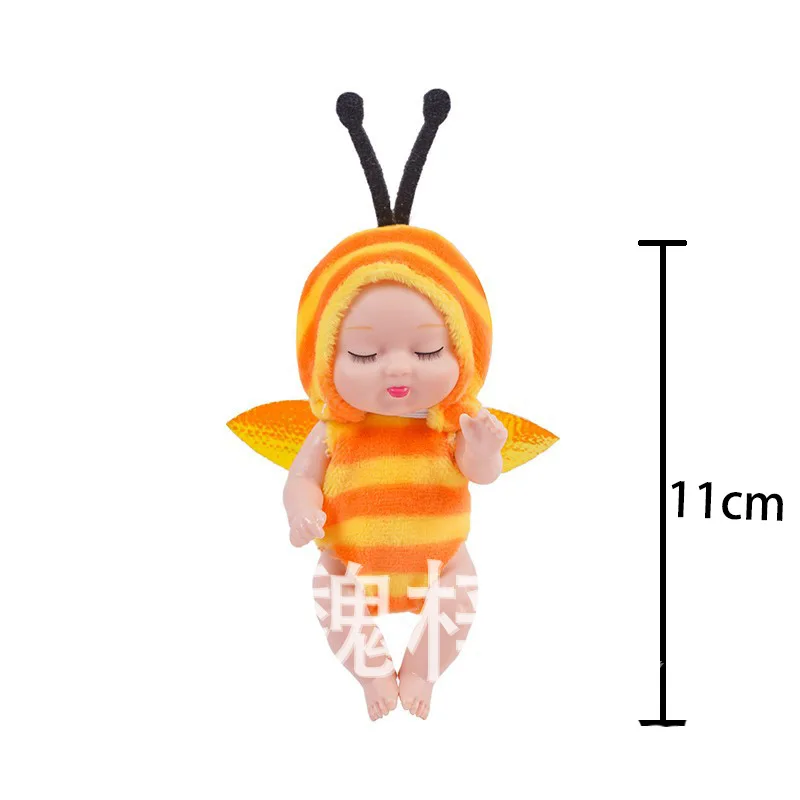 4 Inch Mini Reborn Baby Doll Lifelike Realistic Baby Doll Cute Animal Clothes Bunny Kids Girls Toys for Children Birthday Gift