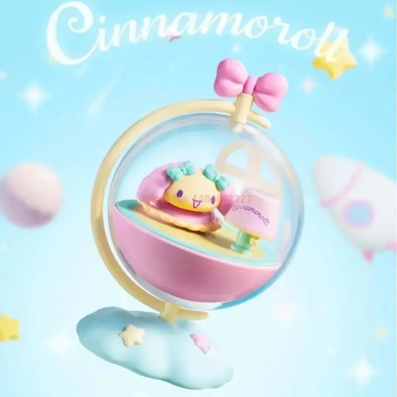 Sanrio cinnamoroll caixa cega rotativa planeta série anime figura de ação ornamento mistério presentes surpresa