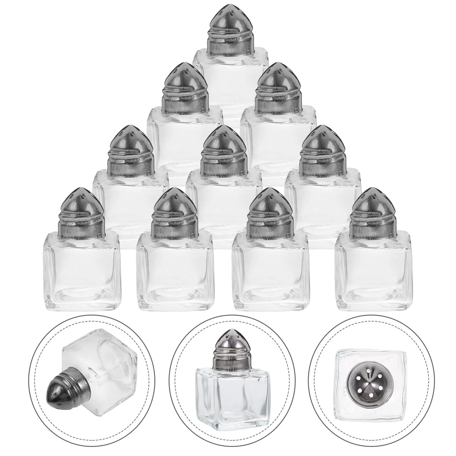 

10 Pcs Mini Spice Jar Restaurant Seasoning Dispensers Salt Shaker Sugar Bowl Canisters Storage Bottle Glass