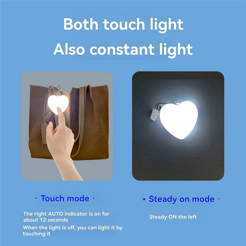 

AB15-Heart Shape Purse Light - Sensor-Activated Handbag Illuminator With Soft Eye Protection Light For Women And Girls,
