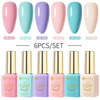 UR SUGAR 6PCS/SET 12ml 1 Step Gel Polish Summer Color Soak Off UV Gel Long Lasting DIY Nail Art Design Manicure NO Need BaseTop