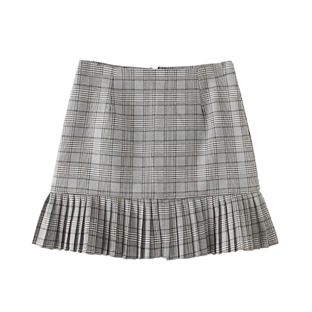 Ladies' Fashion Short Plaid Skirt Summer Bestseller | Korean Ins Style Thousand Birds Check A-Line High-Waisted Slimming Fit | C
