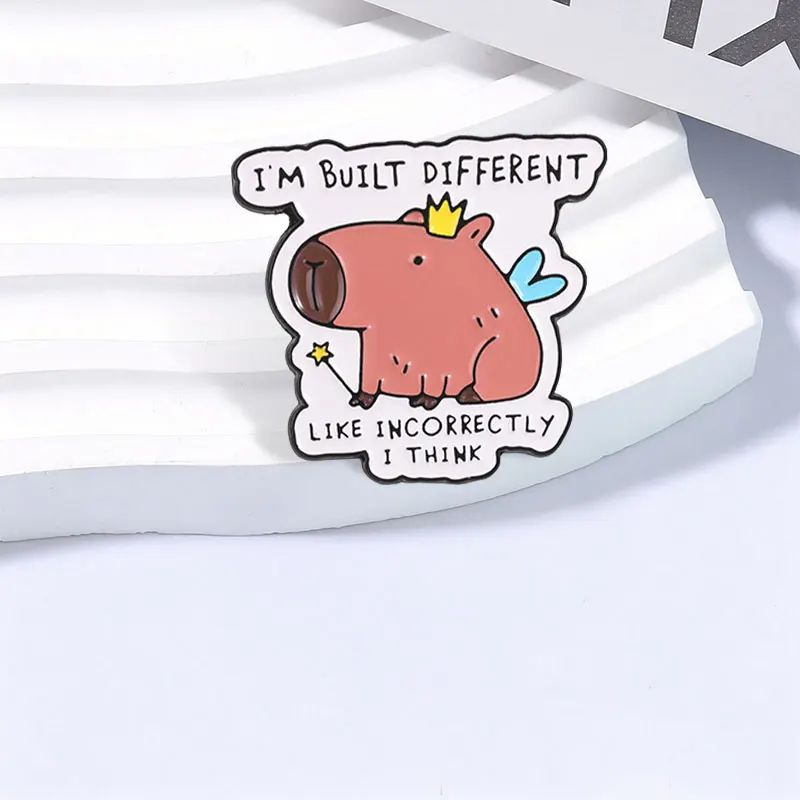 I'm Built Different Like Incorrectly Badge Enamel Pin Capybara Fairy With Crown Wings & Magic WandBrooch Lapel Badge Jewelry Pin