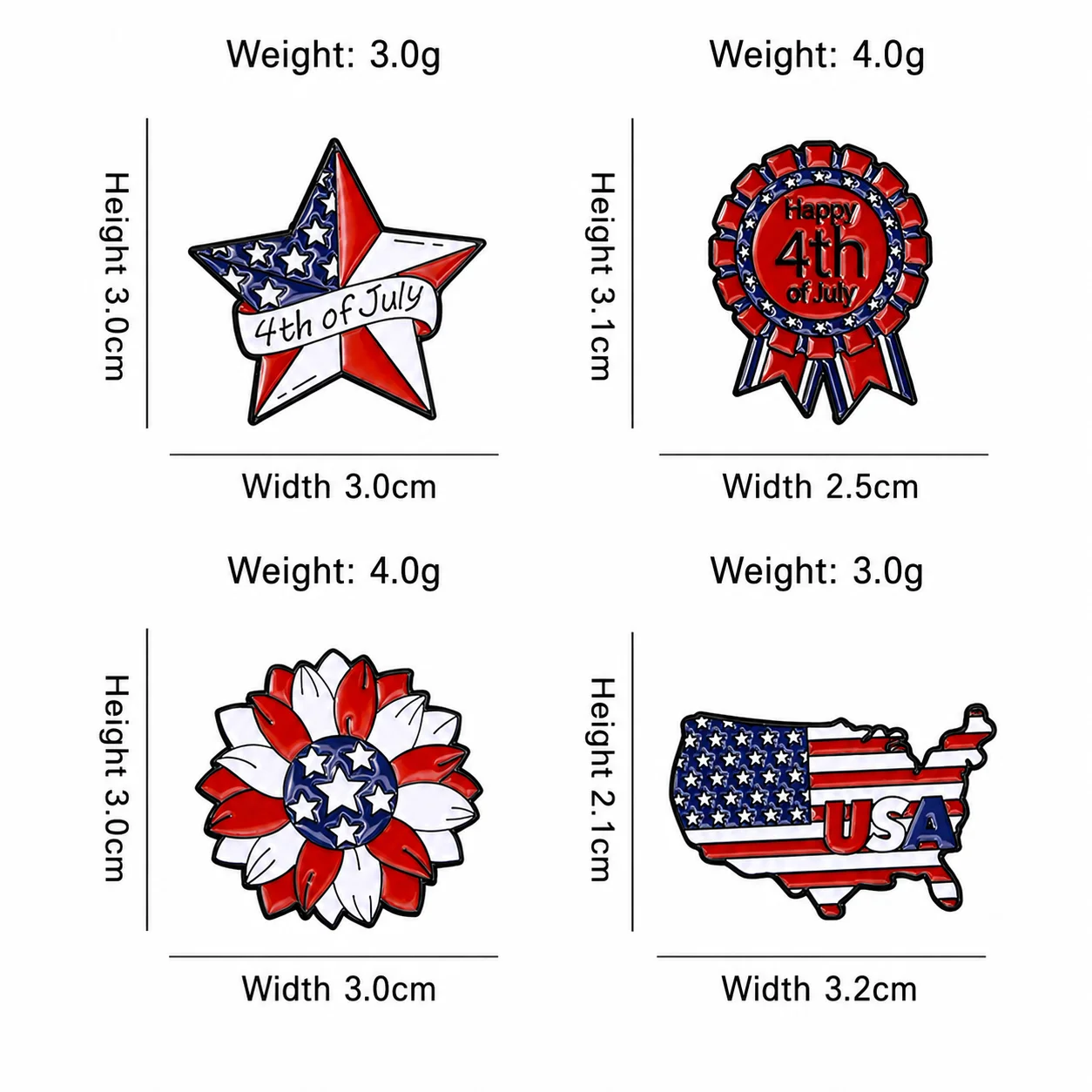 Alloy Decorative Badge Exquisite Patriotic Lapel Pin United States Map Brooch Enamel American Independence Day Brooch For Canvas