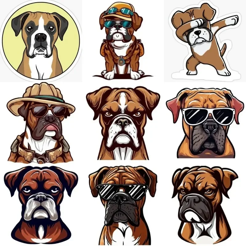 Adesivo boxer cão criativo personalizado para motocicleta, laptop, janela de carro, capacete, campista, bicicleta, carro, geladeira, decalque de pared