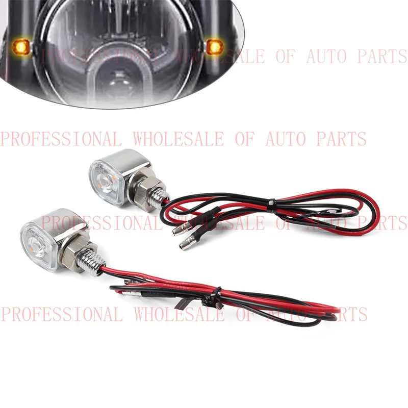 V+ V+ 2X Mini Motorcycle Turn Signals Indicator Amber Blinker Light Universal Chrome