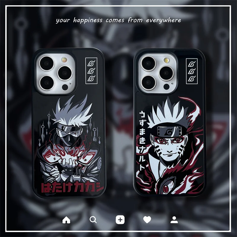 Cool Cartoon Narutos K-Kakashi Phone Case for iPhone 12 13 14 15 Pro Max 13pro 14pro 15pro ninja Anime Mirror face Cover