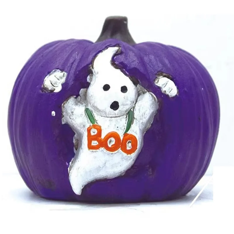 Halloween For Home Decorations Resin Sculpture Artwork Pumpkin Ghost Ornament For Holiday Indoor Party Desk