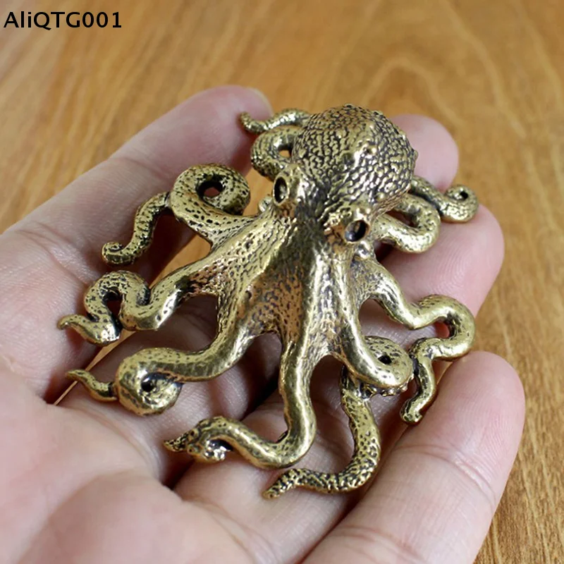 Figura de Pulpo de Latón Antiguo, Decoración para el Hogar, Miniatura, Adorno de Escritorio, Artesanía Creativa para Mesa, Estatuilla de Animal