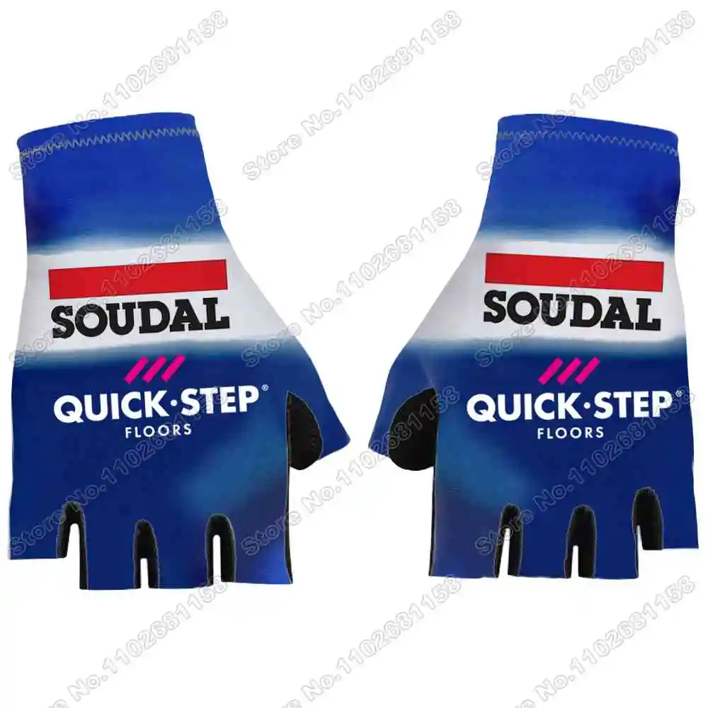 2025 Guantes de ciclismo Soudal Quick Step,Maillot de Ciclismo Ropa de carretera,Guante de bicicleta de medio dedo de gel antideslizante para hombre,Guante deportivo para motocicleta, manopla MTB