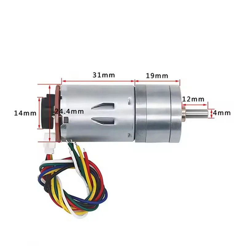 4PCS GA25-370 Micro DC Motor with Hall Speed Code Wheel Measuring Code Disc Strong Moment 6V 12V 24V for Intelligent Car Robot