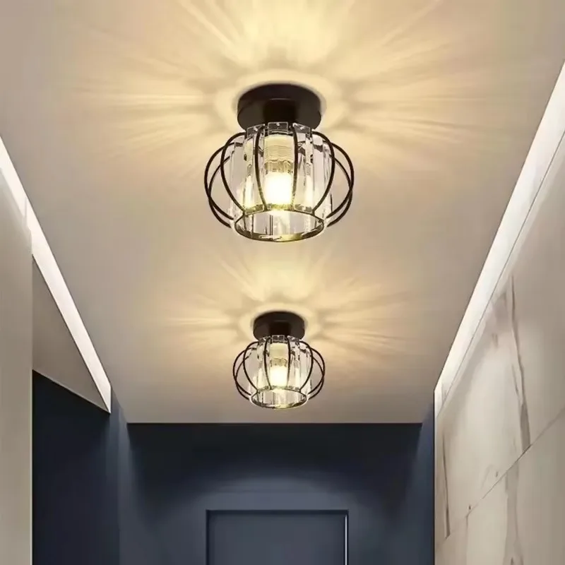 Crystal Aisle Corridor Balcony Ceiling Lights LED Nordic Style Personality Creativity Small Chandelier Lamp for Bedroom