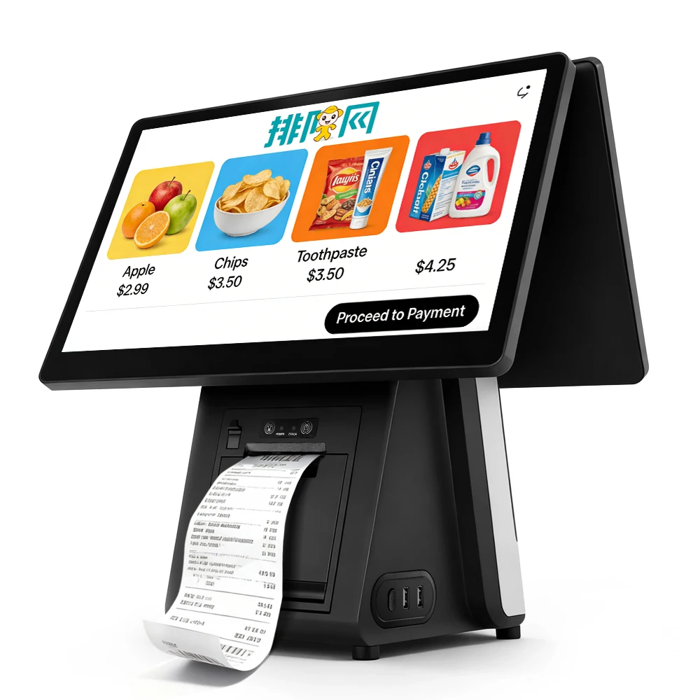 Wholesale All In One Pos Machine System Touch Dual Screen Payment Terminal Supermarket Restaurant Point Of Sale Systems