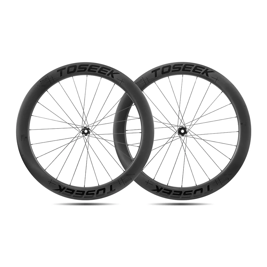 STLF OEM 700C Carbon Fiber Road Bicycle Wheel Set Factory  28mm Wide 38/50/60mm Straight Spoke Pattern Wheelset with 24 Holes