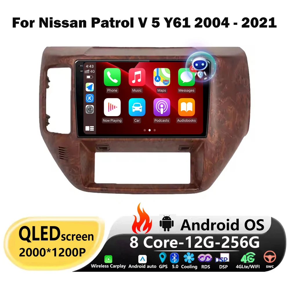 For Nissan Patrol V 5 Y61 2004 - 2021 Car Radio Multimedia Video Player Navigation GPS Android Auto Wireless Carplay BT No 2din