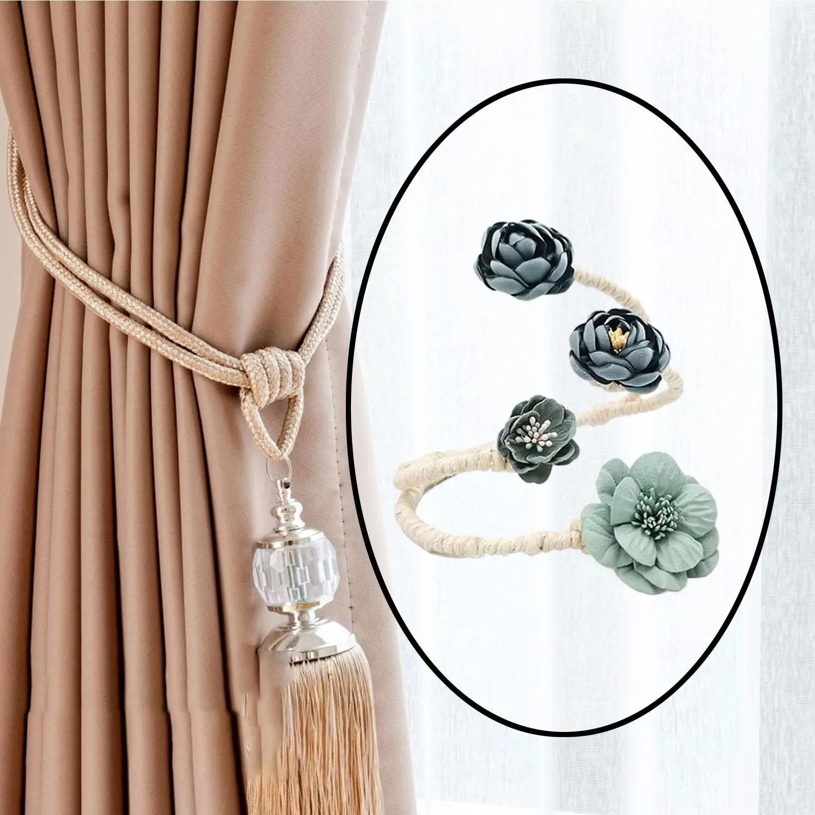 Creative Curtain Holdback Sturdy Tieback Polyester Material Multifunctional Hook for Office Window Curtains Home Decor