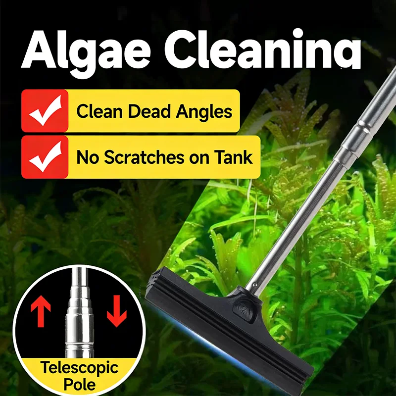 Marine Aquarium Glass Cleaner - Телескопический силиконовый скребок для уборки водорослей
