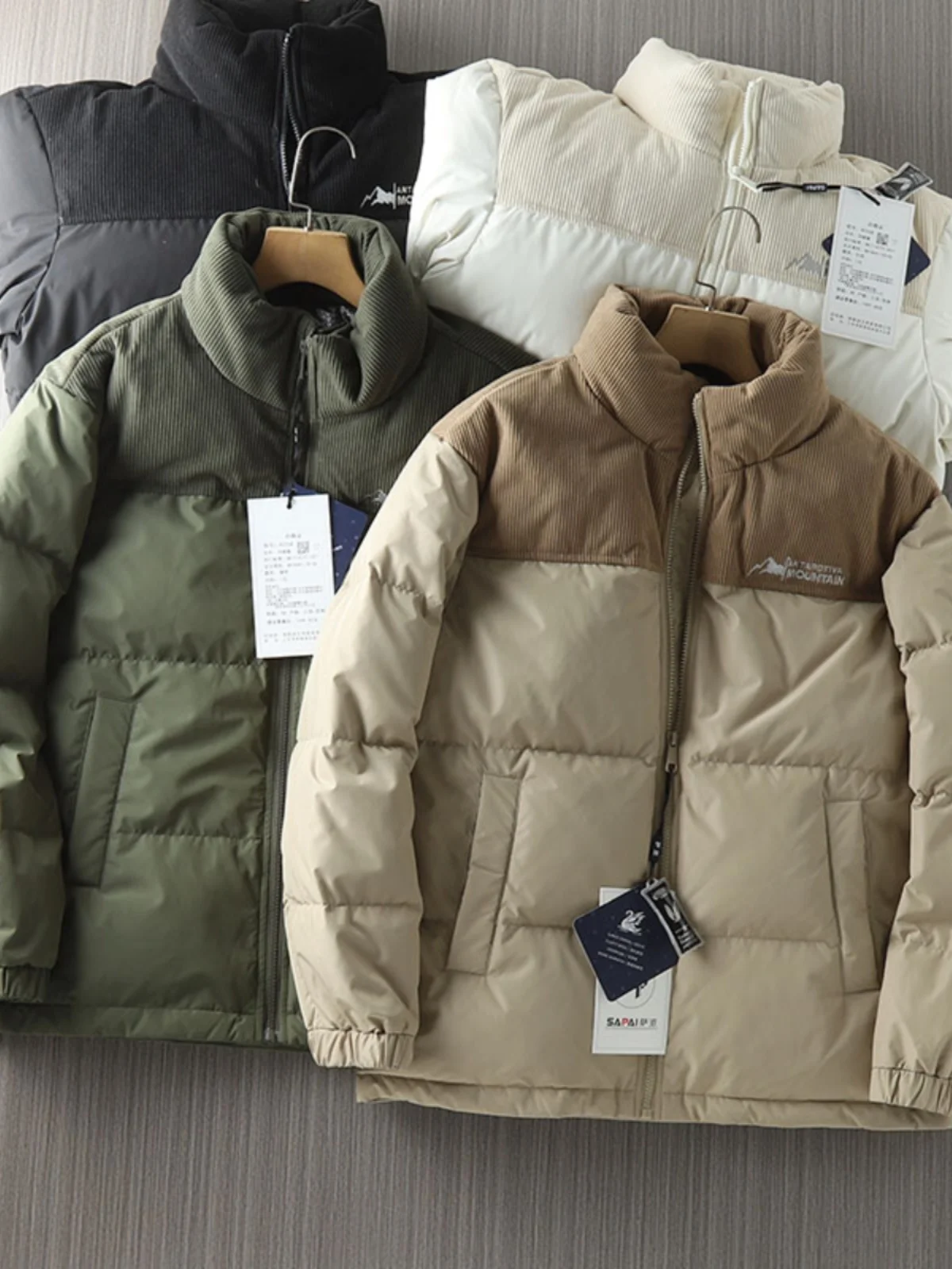 

Trendy Youth Men's down Jaet Stand Collar Loose Casual ort Bread Sle Warm Splicing Winter Outerwear Coat for Men