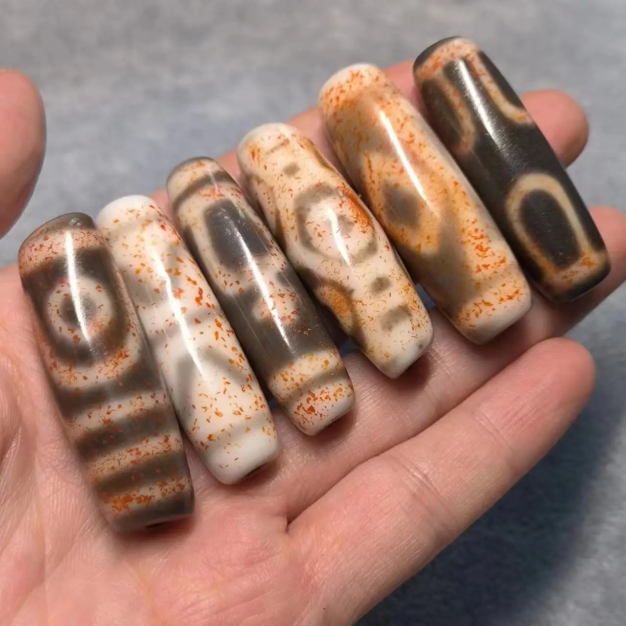 

1pcs/lot natural multi-pattern old agate dzi wholesale Special patterns Handmade beads 45mm Rare breeds cinnabar grey jewelry