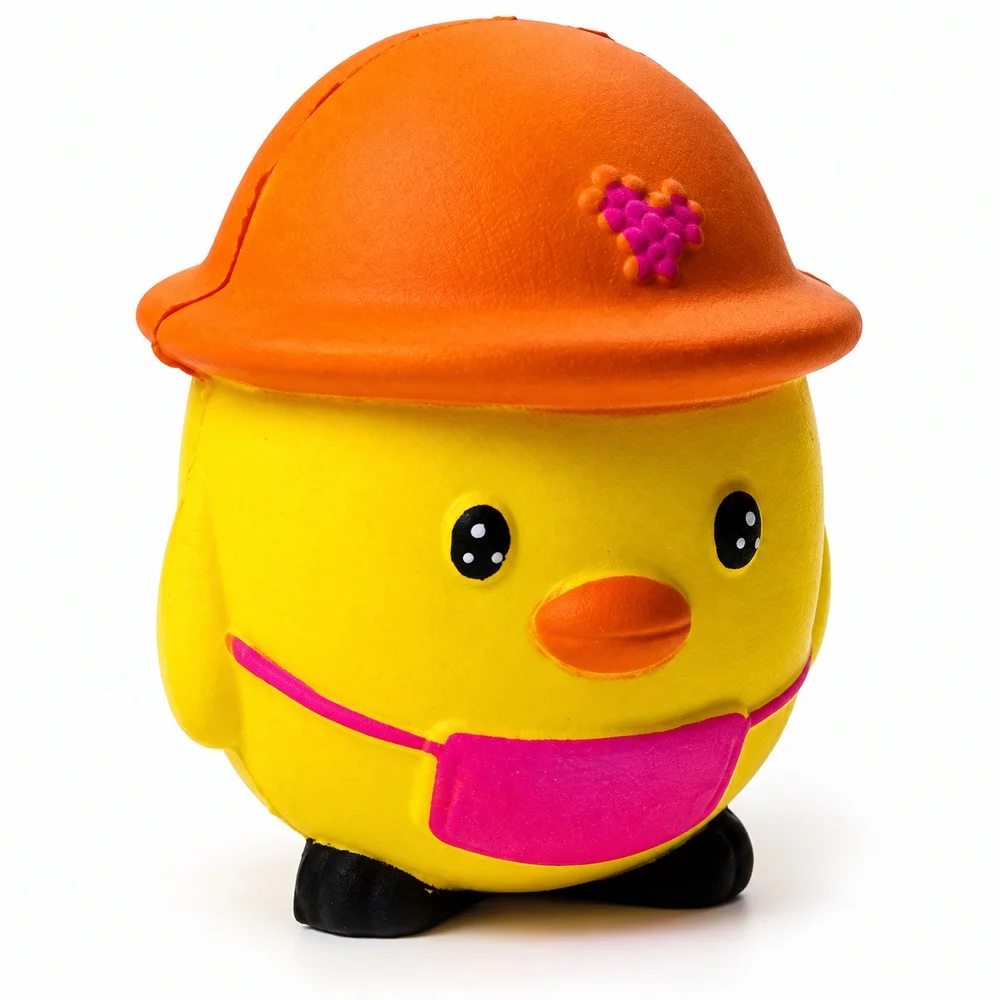 Duck Squishy Toy Soft PU Slow Rising Foam Yellow Bird Orange Hat Pink Bag Cute Squeeze Fidget Desk Gift for Teens and Adults