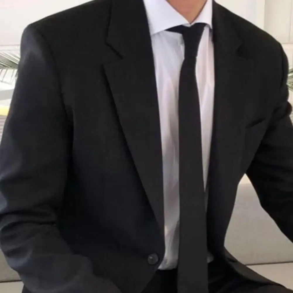 Heren zwarte slim fit jas Elegante zwarte herenjas met strikzakken voor formele zakelijke stijl voor kantoor, bruiloft of zakelijk