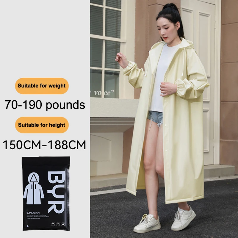 Outdoor Hiking Travel Portable Thickened Long Jumpsuit Raincoat Non Disposable Adult Raincoat EVA Wear-resistant Camping