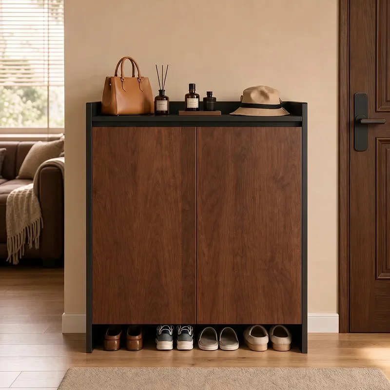 Shoe Rack Cabinet Narrow Entryway - Vintage Schmaler Schuhschrank Mehrstöckiges Eingangsbereich-Aufbewahrungsregal Wandmontierter