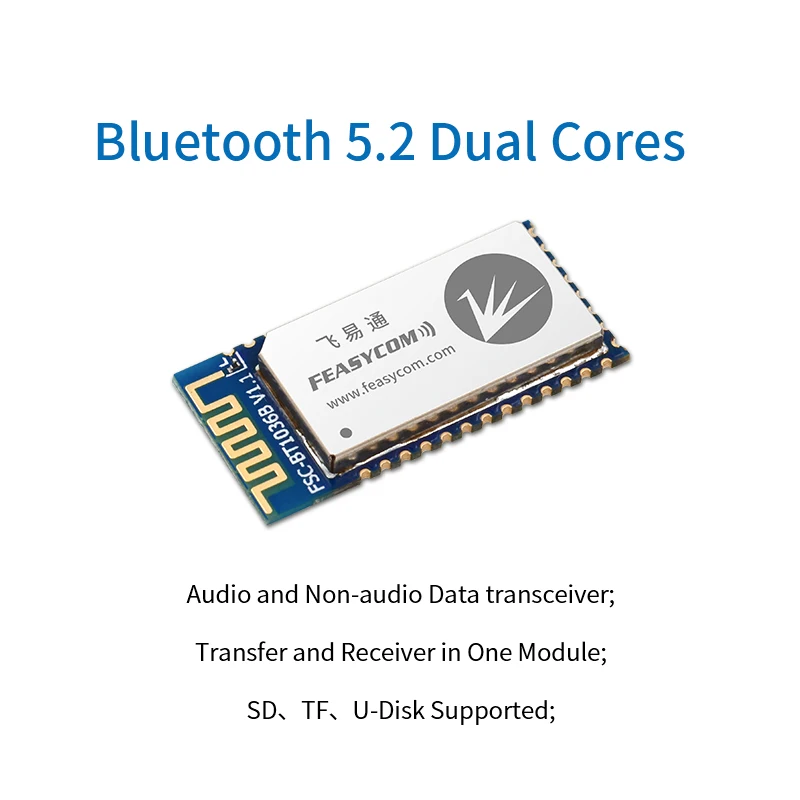 Feasycom Bluetooth 5.2 Dual Mode Transmitter Receiver Module for Audio and Data Communication FSC-BT1036B