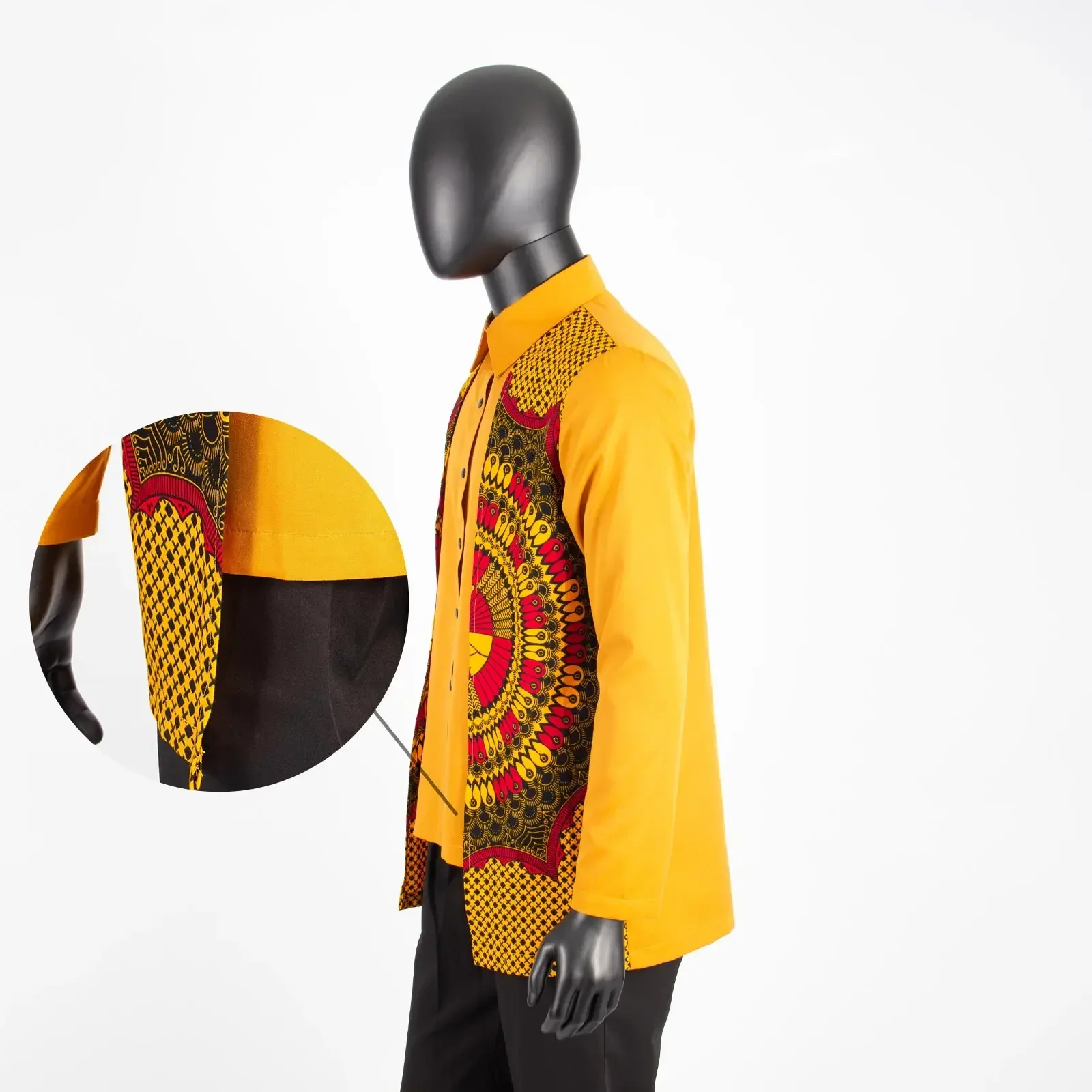 African Print Shirts for Men Full Sleeve Stand Neck Single Breasted Dashiki Tops Ankara Formal Men Shirt Slim Fit A2212011