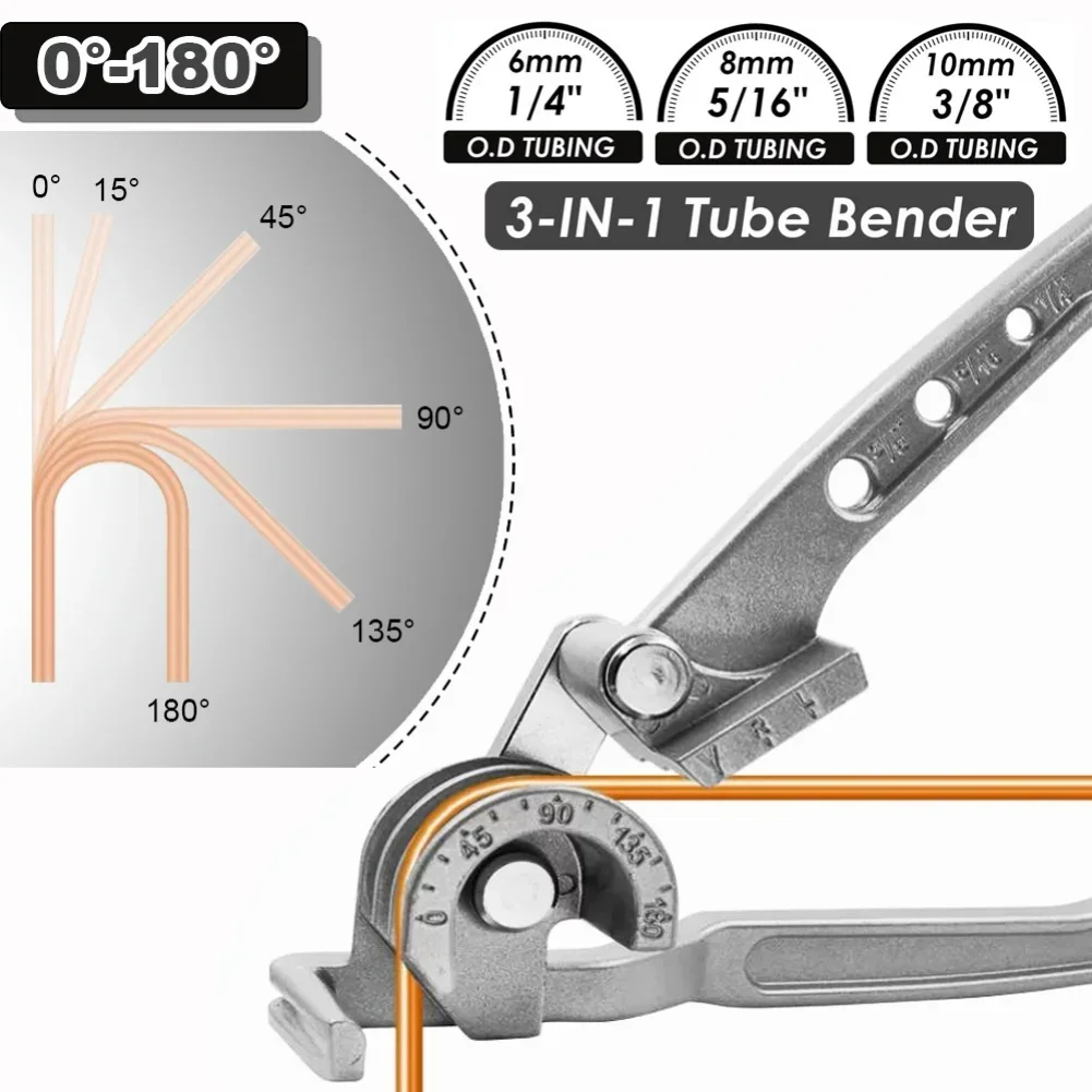 Pipe Bender Tool 180 Degree for Bending 1 4 5 16 3 8 Inch and 6 8 10 mm Pipes Copper Brass Aluminum Thin Steel