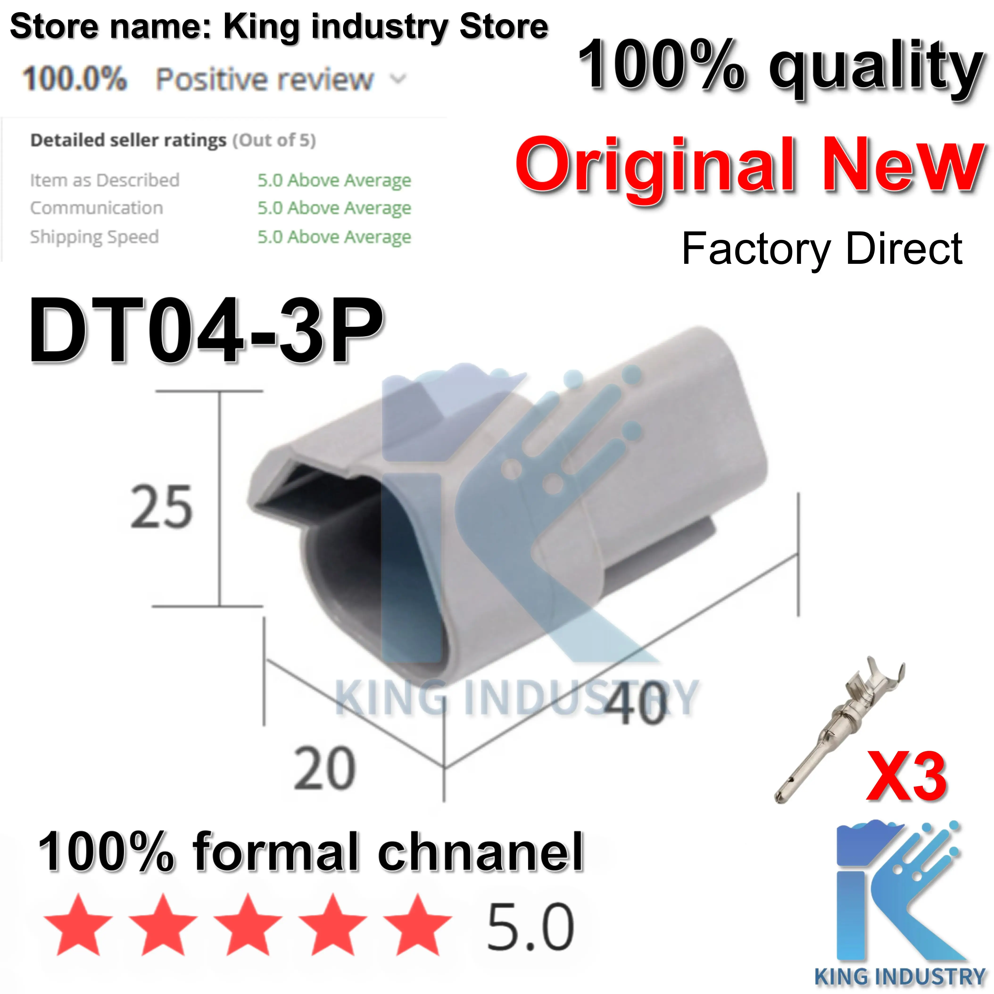 【50sets】DT04-3P/DT06-3S Automotive Connectors Waterproof MaleFemale